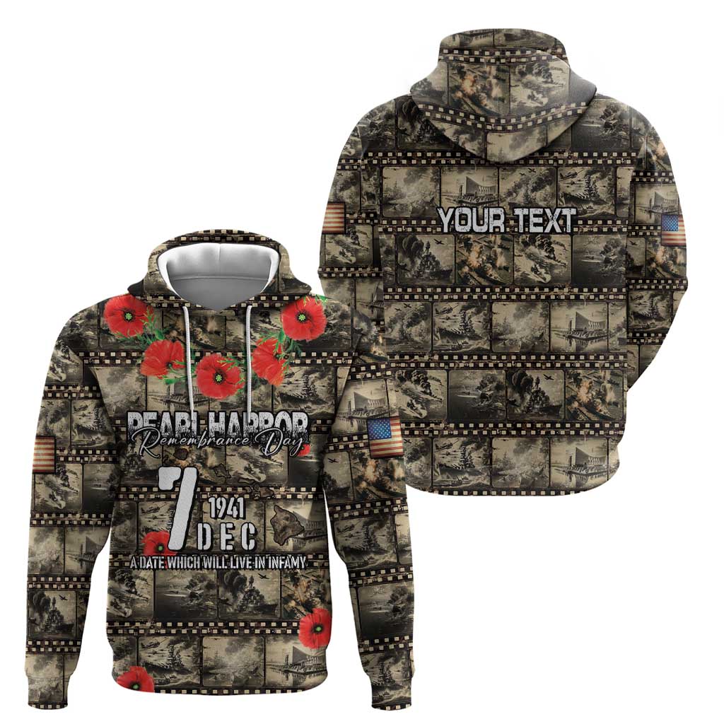 Pearl Harbor Remembrance Day Personalized Hoodie Memories of December 7 with Red Poppy Lei LT03 - Polynesian Pride