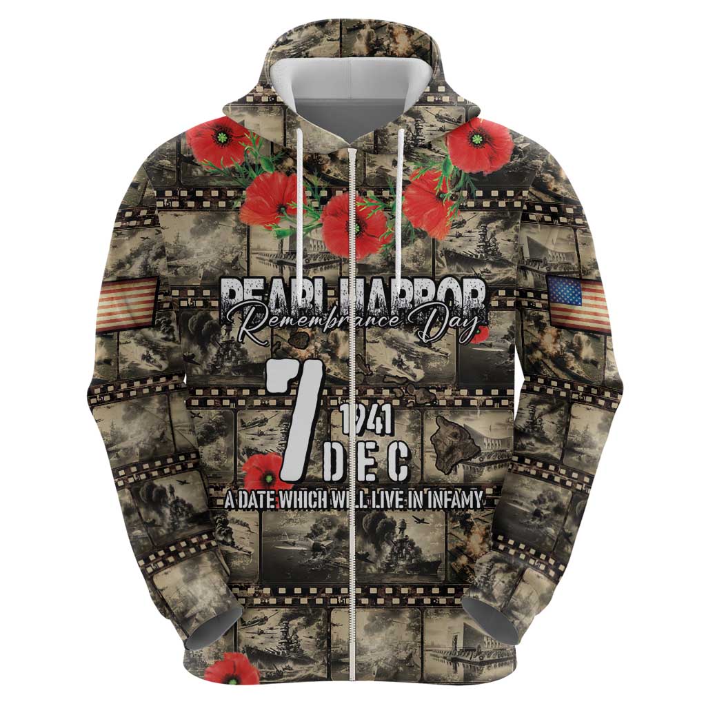 Pearl Harbor Remembrance Day Personalized Hoodie Memories of December 7 with Red Poppy Lei LT03 - Polynesian Pride