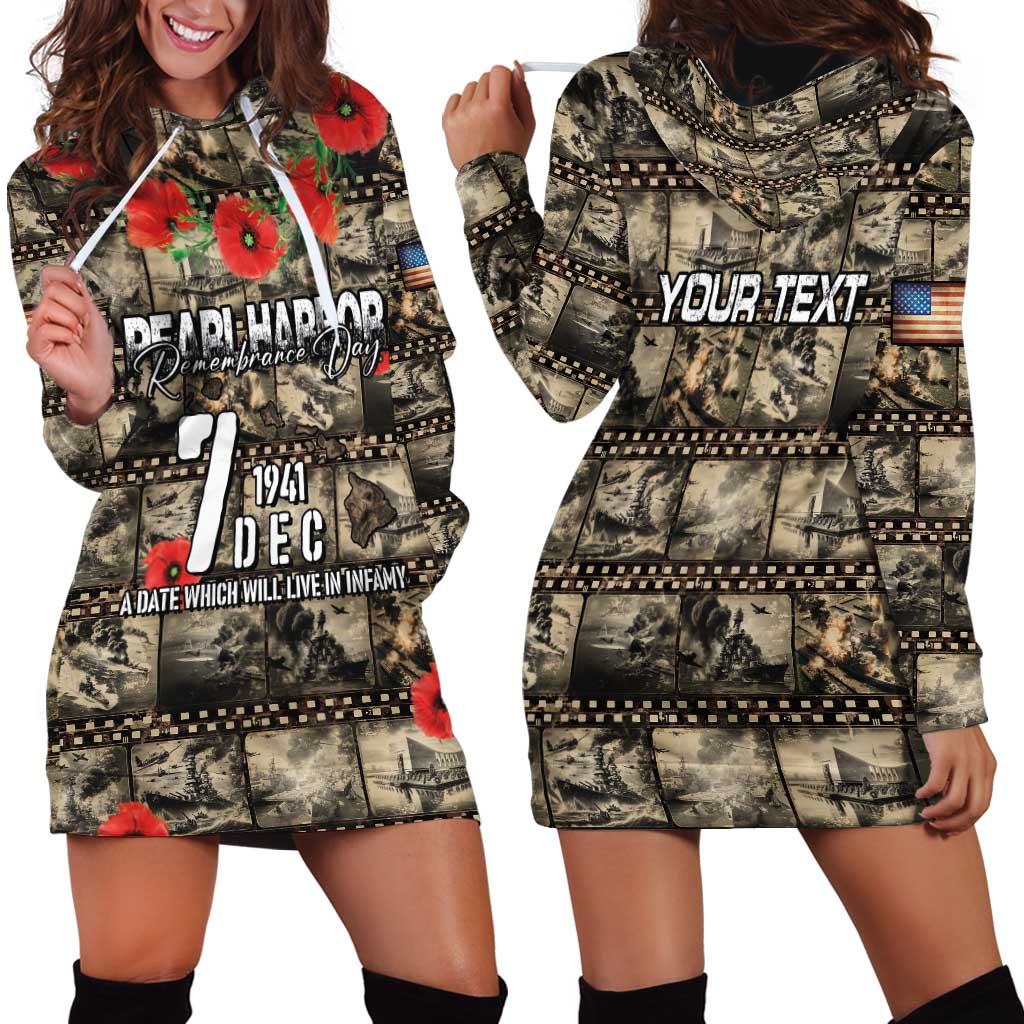 Pearl Harbor Remembrance Day Personalized Hoodie Dress Memories of December 7 with Red Poppy Lei LT03 - Polynesian Pride