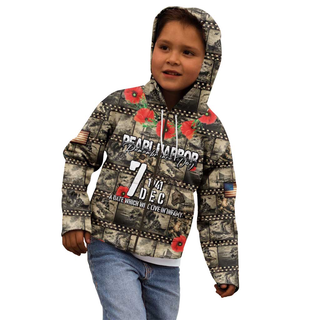 Pearl Harbor Remembrance Day Personalized Kid Hoodie Memories of December 7 with Red Poppy Lei LT03 - Polynesian Pride