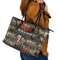 Pearl Harbor Remembrance Day Leather Tote Bag Memories of December 7 with Red Poppy Lei LT03 - Polynesian Pride