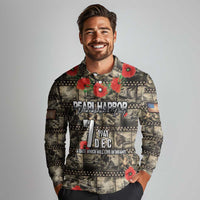 Pearl Harbor Remembrance Day Personalized Long Sleeve Polo Shirt Memories of December 7 with Red Poppy Lei LT03 - Polynesian Pride