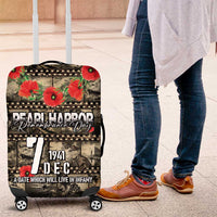 Pearl Harbor Remembrance Day Luggage Cover Memories of December 7 with Red Poppy Lei LT03 Beige - Polynesian Pride