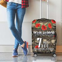 Pearl Harbor Remembrance Day Luggage Cover Memories of December 7 with Red Poppy Lei LT03 - Polynesian Pride