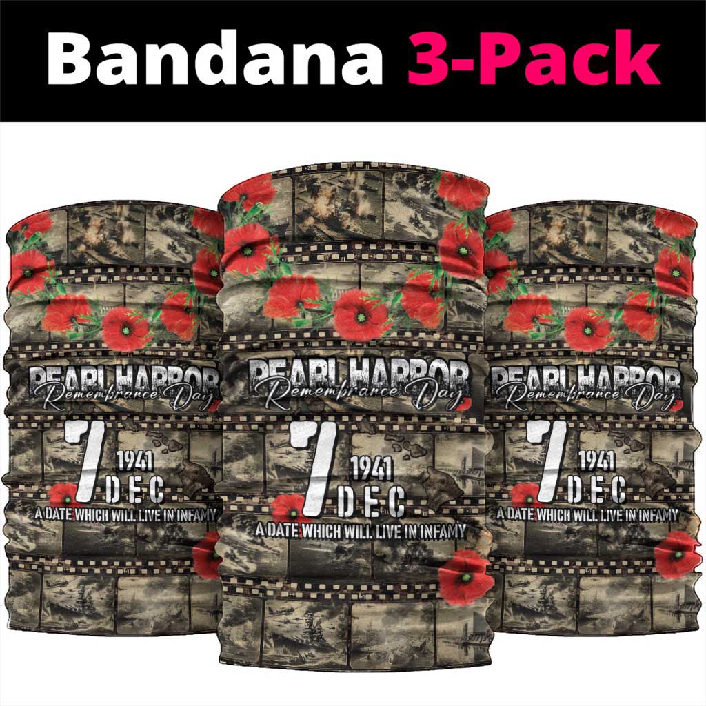 Pearl Harbor Remembrance Day Neck Gaiter Memories of December 7 with Red Poppy Lei - Polynesian Pride