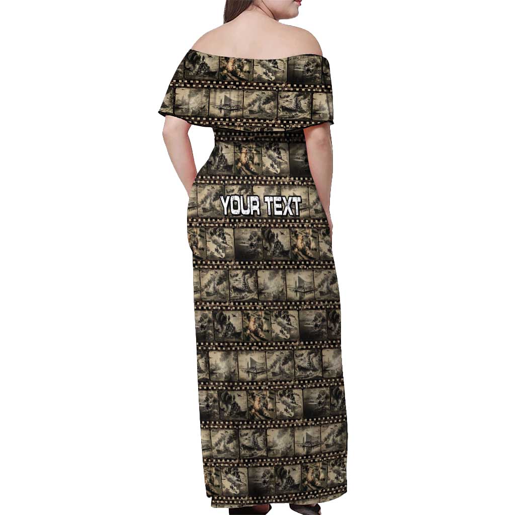 Pearl Harbor Remembrance Day Personalized Off Shoulder Maxi Dress Memories of December 7 with Red Poppy Lei LT03 - Polynesian Pride