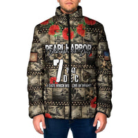 Pearl Harbor Remembrance Day Personalized Padded Jacket Memories of December 7 with Red Poppy Lei - Polynesian Pride