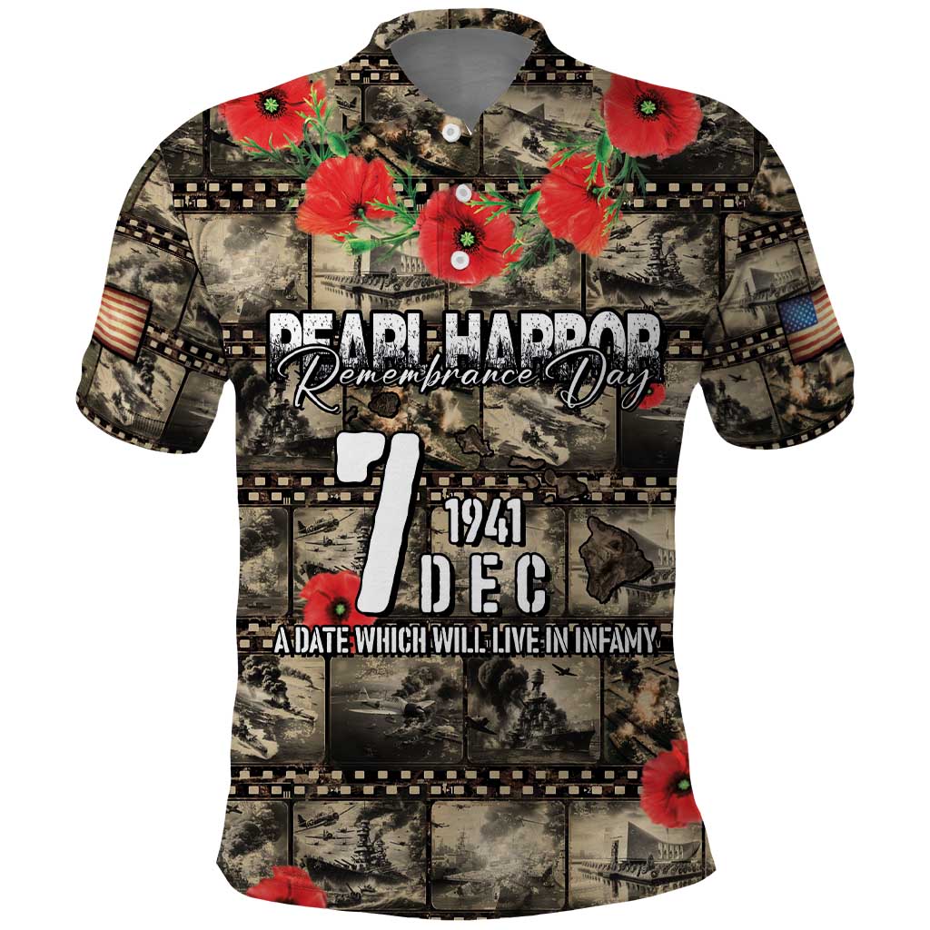 Pearl Harbor Remembrance Day Personalized Polo Shirt Memories of December 7 with Red Poppy Lei LT03 Beige - Polynesian Pride