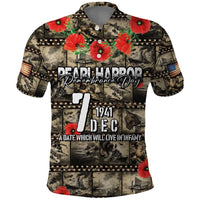 Pearl Harbor Remembrance Day Personalized Polo Shirt Memories of December 7 with Red Poppy Lei LT03 Beige - Polynesian Pride