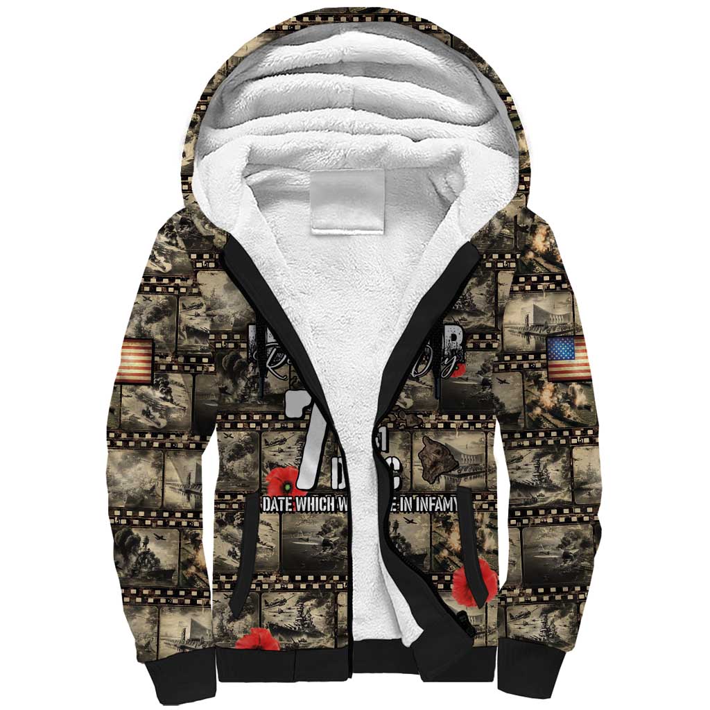 Pearl Harbor Remembrance Day Personalized Sherpa Hoodie Memories of December 7 with Red Poppy Lei LT03 Unisex Beige - Polynesian Pride