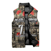 Pearl Harbor Remembrance Day Personalized Sleeveless Puffer Jacket Memories of December 7 with Red Poppy Lei - Polynesian Pride