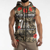 Pearl Harbor Remembrance Day Personalized Sleeveless Zip Hoodie Memories of December 7 with Red Poppy Lei LT03 - Polynesian Pride