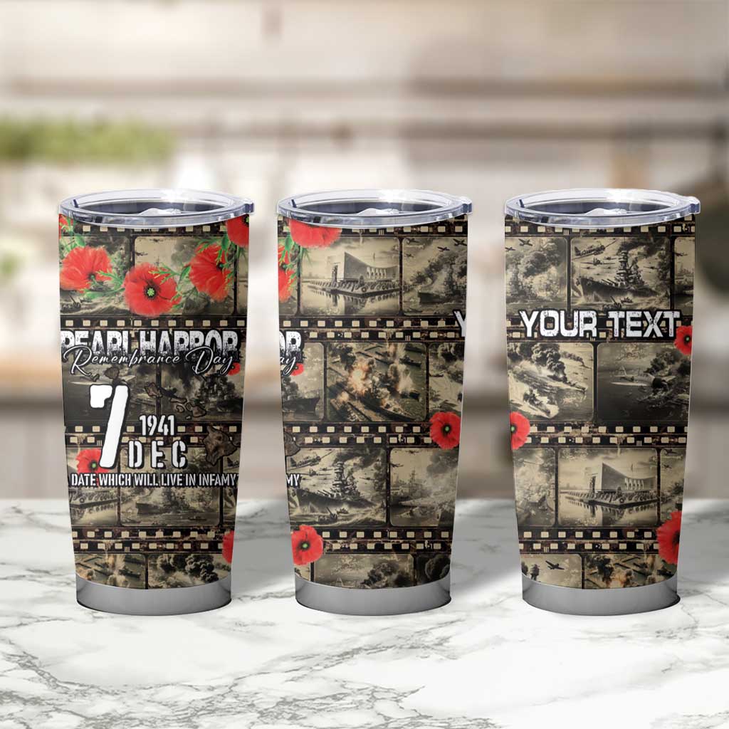 Pearl Harbor Remembrance Day Personalized Tumbler Cup Memories of December 7 with Red Poppy Lei LT03 - Polynesian Pride