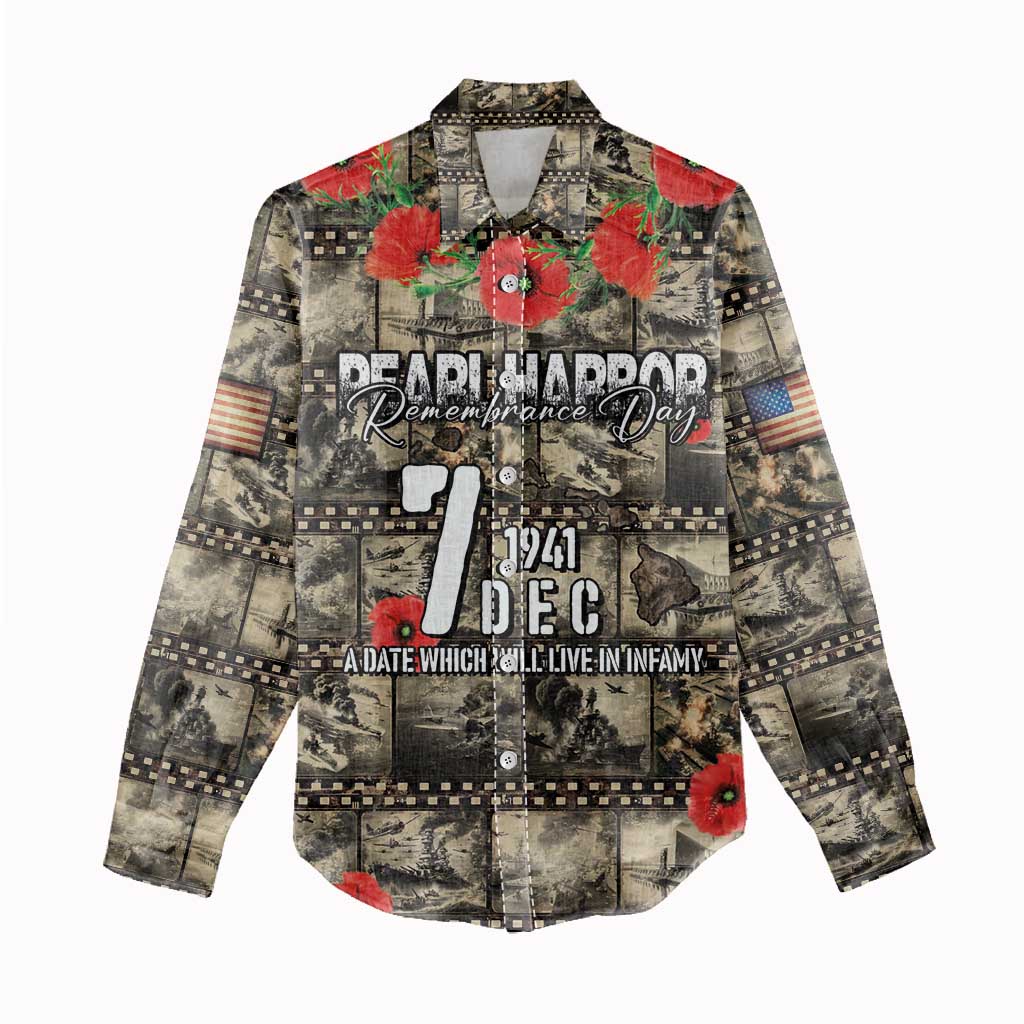 Pearl Harbor Remembrance Day Personalized Women Casual Shirt Memories of December 7 with Red Poppy Lei LT03 - Polynesian Pride