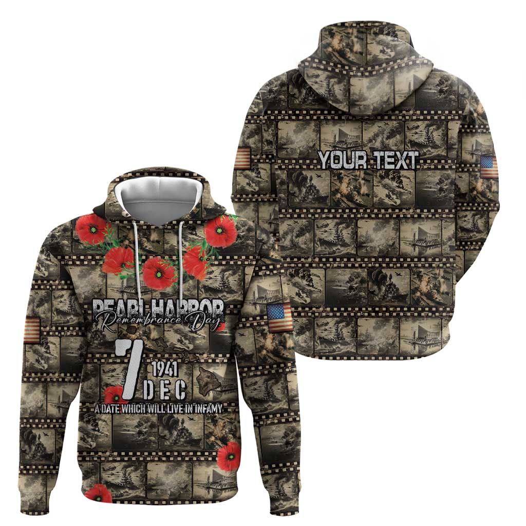 Pearl Harbor Remembrance Day Personalized Zip Hoodie Memories of December 7 with Red Poppy Lei LT03 - Polynesian Pride