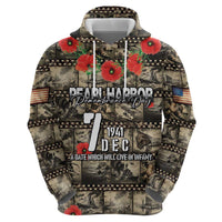 Pearl Harbor Remembrance Day Personalized Zip Hoodie Memories of December 7 with Red Poppy Lei LT03 - Polynesian Pride
