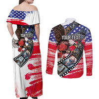 Pearl Harbor Remembrance Day Personalized Couples Matching Off Shoulder Maxi Dress and Long Sleeve Button Shirt Lest We Forget - The Bald Eagle Remembers - Polynesian Pride