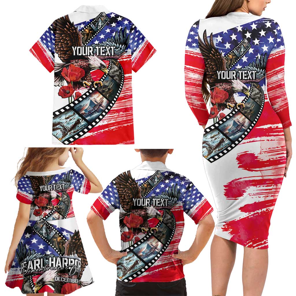 Pearl Harbor Remembrance Day Personalized Family Matching Long Sleeve Bodycon Dress and Hawaiian Shirt Lest We Forget - The Bald Eagle Remembers LT03 - Polynesian Pride