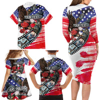 Pearl Harbor Remembrance Day Personalized Family Matching Long Sleeve Bodycon Dress and Hawaiian Shirt Lest We Forget - The Bald Eagle Remembers LT03 - Polynesian Pride