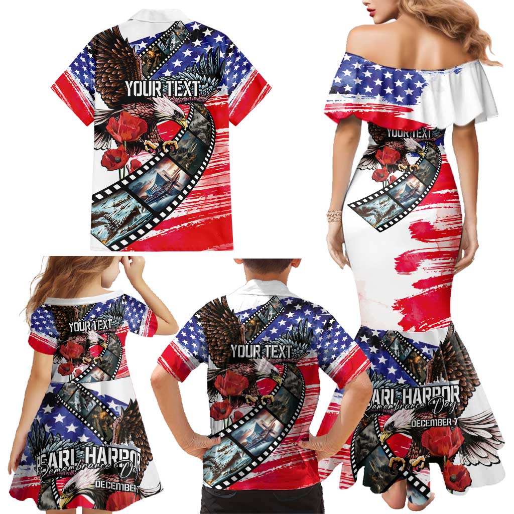 Pearl Harbor Remembrance Day Personalized Family Matching Mermaid Dress and Hawaiian Shirt Lest We Forget - The Bald Eagle Remembers LT03 - Polynesian Pride