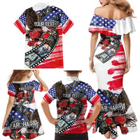 Pearl Harbor Remembrance Day Personalized Family Matching Mermaid Dress and Hawaiian Shirt Lest We Forget - The Bald Eagle Remembers LT03 - Polynesian Pride