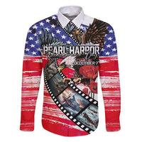 Pearl Harbor Remembrance Day Personalized Family Matching Mermaid Dress and Hawaiian Shirt Lest We Forget - The Bald Eagle Remembers LT03 Dad's Shirt - Long Sleeve White - Polynesian Pride