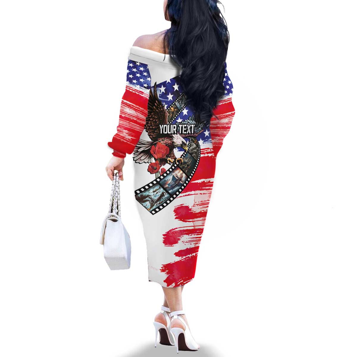 Pearl Harbor Remembrance Day Personalized Family Matching Off The Shoulder Long Sleeve Dress and Hawaiian Shirt Lest We Forget - The Bald Eagle Remembers LT03 - Polynesian Pride