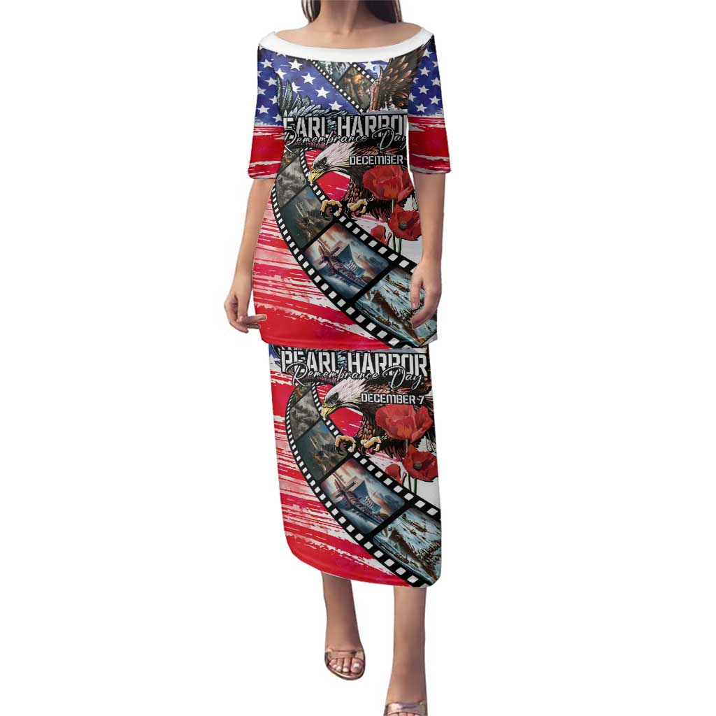 Pearl Harbor Remembrance Day Personalized Family Matching Puletasi and Hawaiian Shirt Lest We Forget - The Bald Eagle Remembers - Polynesian Pride