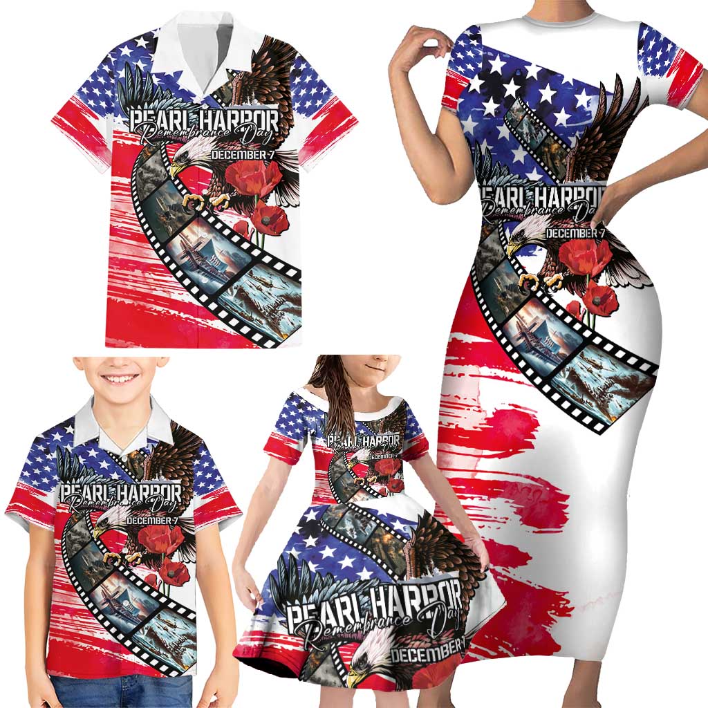 Pearl Harbor Remembrance Day Personalized Family Matching Short Sleeve Bodycon Dress and Hawaiian Shirt Lest We Forget - The Bald Eagle Remembers LT03 - Polynesian Pride