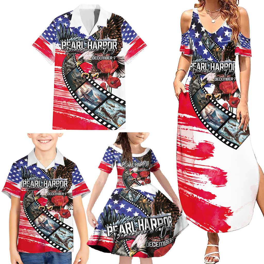 Pearl Harbor Remembrance Day Personalized Family Matching Summer Maxi Dress and Hawaiian Shirt Lest We Forget - The Bald Eagle Remembers LT03 - Polynesian Pride