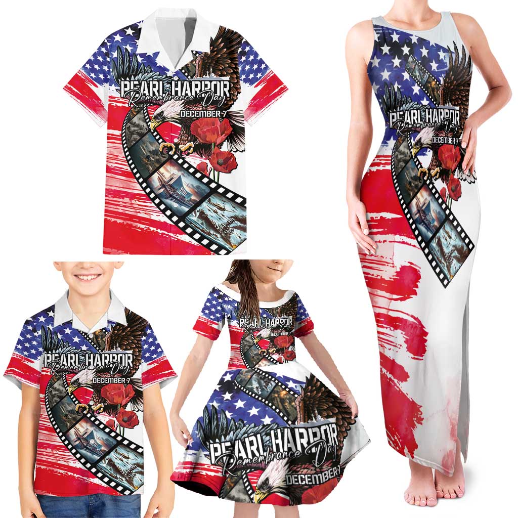 Pearl Harbor Remembrance Day Personalized Family Matching Tank Maxi Dress and Hawaiian Shirt Lest We Forget - The Bald Eagle Remembers LT03 - Polynesian Pride