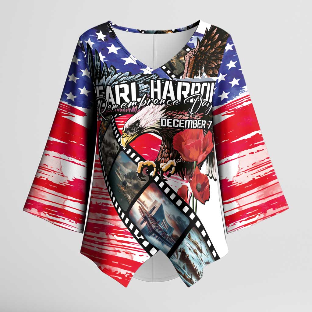 Pearl Harbor Remembrance Day Personalized Kimono Sleeve Blouse Lest We Forget - The Bald Eagle Remembers LT03 Female White - Polynesian Pride