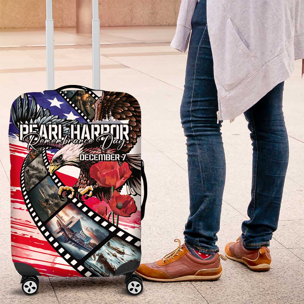 Pearl Harbor Remembrance Day Luggage Cover Lest We Forget - The Bald Eagle Remembers - Polynesian Pride