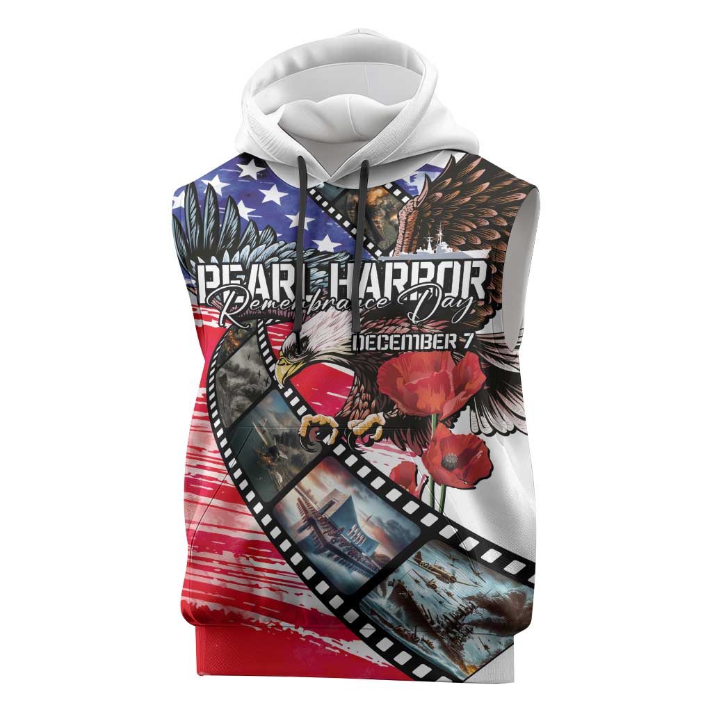 Pearl Harbor Remembrance Day Personalized Sleeveless Hoodie Lest We Forget - The Bald Eagle Remembers LT03 White - Polynesian Pride
