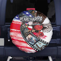 Pearl Harbor Remembrance Day Spare Tire Cover Lest We Forget - The Bald Eagle Remembers LT03 No hole White - Polynesian Pride