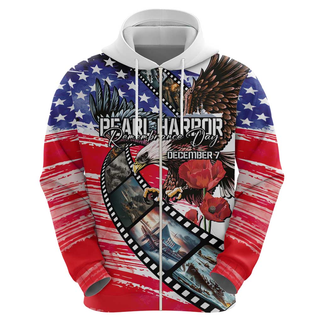 Pearl Harbor Remembrance Day Personalized Zip Hoodie Lest We Forget - The Bald Eagle Remembers LT03 - Polynesian Pride