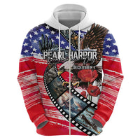 Pearl Harbor Remembrance Day Personalized Zip Hoodie Lest We Forget - The Bald Eagle Remembers LT03 - Polynesian Pride
