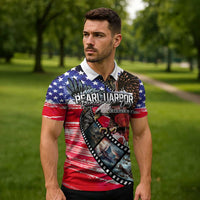 Pearl Harbor Remembrance Day Personalized Zipper Polo Shirt Lest We Forget - The Bald Eagle Remembers LT03 - Polynesian Pride