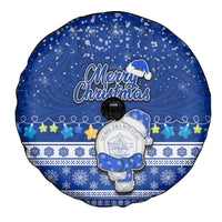 Palau Christmas Spare Tire Cover Snowman Hugs Palau Coat of Arms Maori Pattern Blue Style LT03 - Polynesian Pride