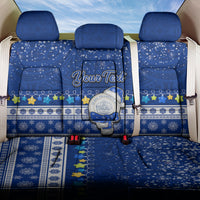 Personalised Palau Christmas Back Car Seat Cover Snowman Hugs Palau Coat of Arms Maori Pattern Blue Style LT03 One Size Blue - Polynesian Pride