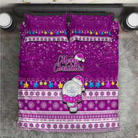 Palau Christmas Bedding Set Snowman Hugs Palau Coat of Arms Maori Pattern Pink Style LT03 Pink - Polynesian Pride