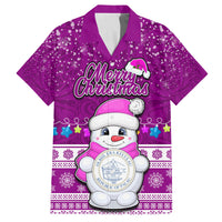 Palau Christmas Family Matching Long Sleeve Bodycon Dress and Hawaiian Shirt Snowman Hugs Palau Coat of Arms Maori Pattern Pink Style LT03 Dad's Shirt - Short Sleeve Pink - Polynesian Pride