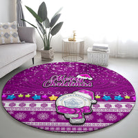 Palau Christmas Round Carpet Snowman Hugs Palau Coat of Arms Maori Pattern Pink Style LT03 - Polynesian Pride