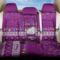 Personalised Palau Christmas Back Car Seat Cover Snowman Hugs Palau Coat of Arms Maori Pattern Pink Style LT03 One Size Pink - Polynesian Pride