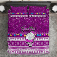 Personalised Palau Christmas Bedding Set Snowman Hugs Palau Coat of Arms Maori Pattern Pink Style LT03 Pink - Polynesian Pride