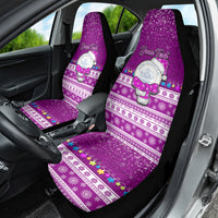 Personalised Palau Christmas Car Seat Cover Snowman Hugs Palau Coat of Arms Maori Pattern Pink Style LT03 - Polynesian Pride