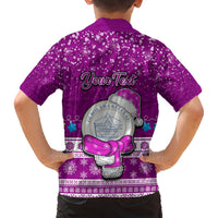 Personalised Palau Christmas Hawaiian Shirt Snowman Hugs Palau Coat of Arms Maori Pattern Pink Style LT03 - Polynesian Pride
