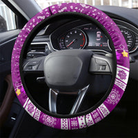Palau Christmas Steering Wheel Cover Snowman Hugs Palau Coat of Arms Maori Pattern Pink Style LT03 - Polynesian Pride