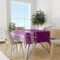 Personalised Palau Christmas Tablecloth Snowman Hugs Palau Coat of Arms Maori Pattern Pink Style LT03 - Polynesian Pride