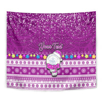Personalised Palau Christmas Tapestry Snowman Hugs Palau Coat of Arms Maori Pattern Pink Style LT03 - Polynesian Pride